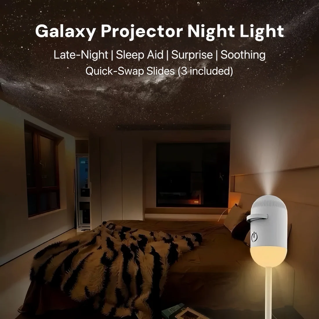 Galaxy Projector Night Light – USB powered with quick-swap slides
