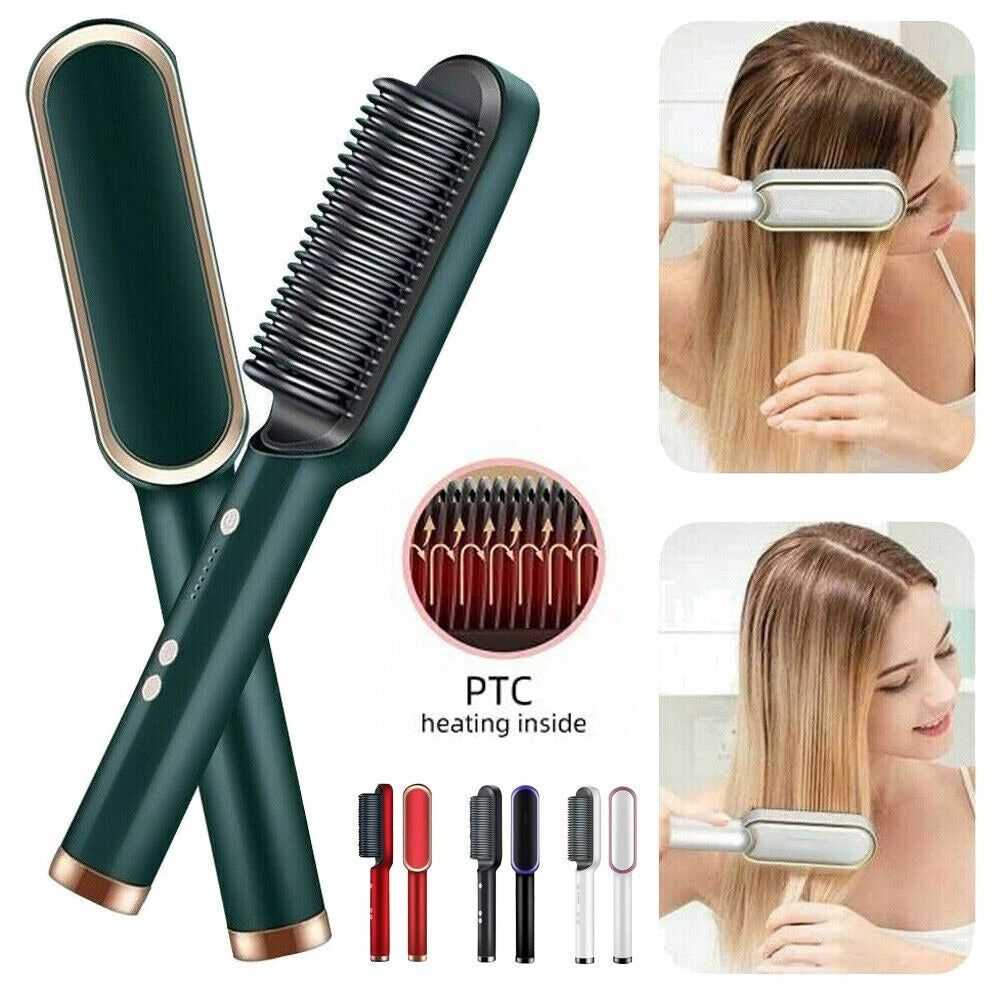 2-in-1 Electric Hair Straightening Brush