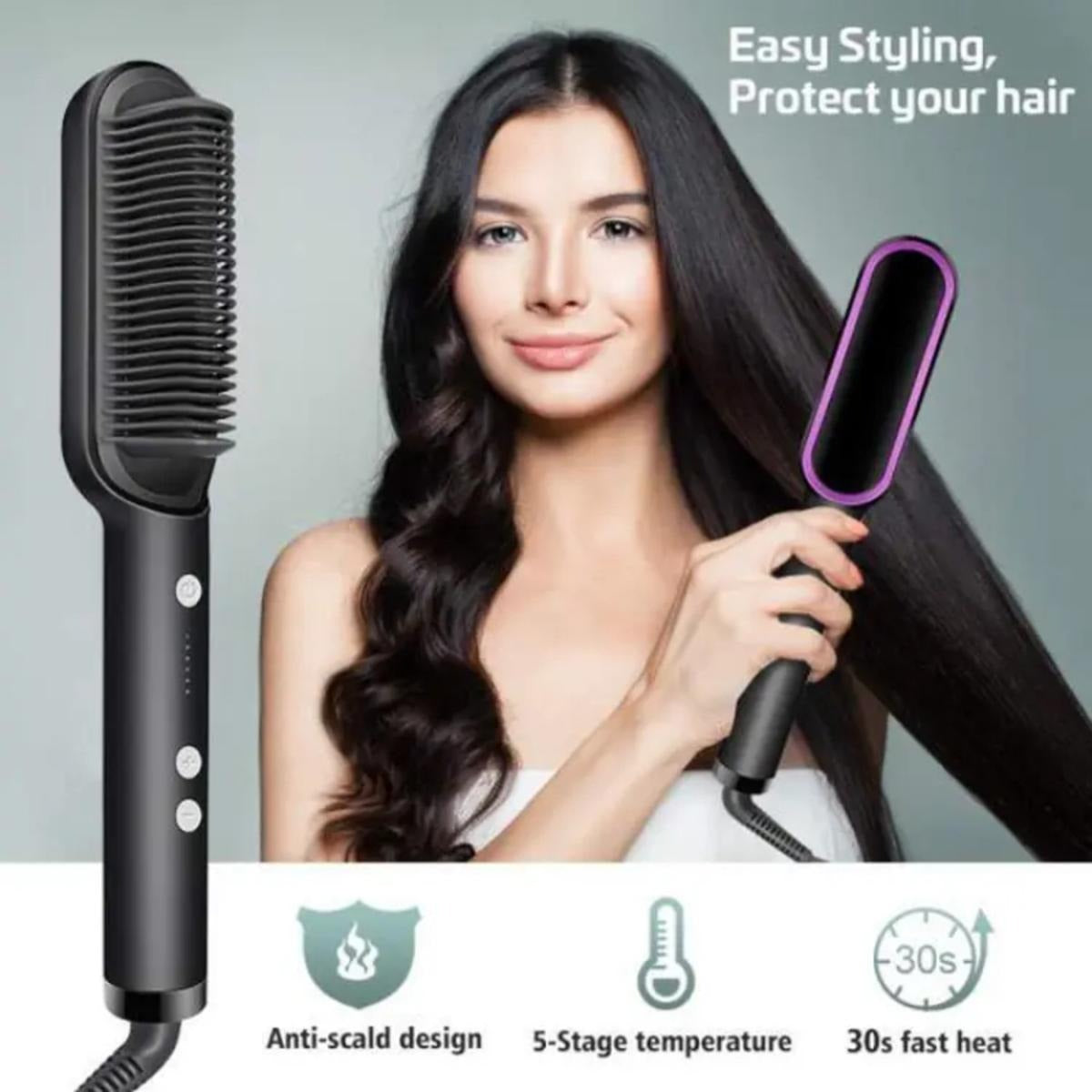2-in-1 Electric Hair Straightening Brush