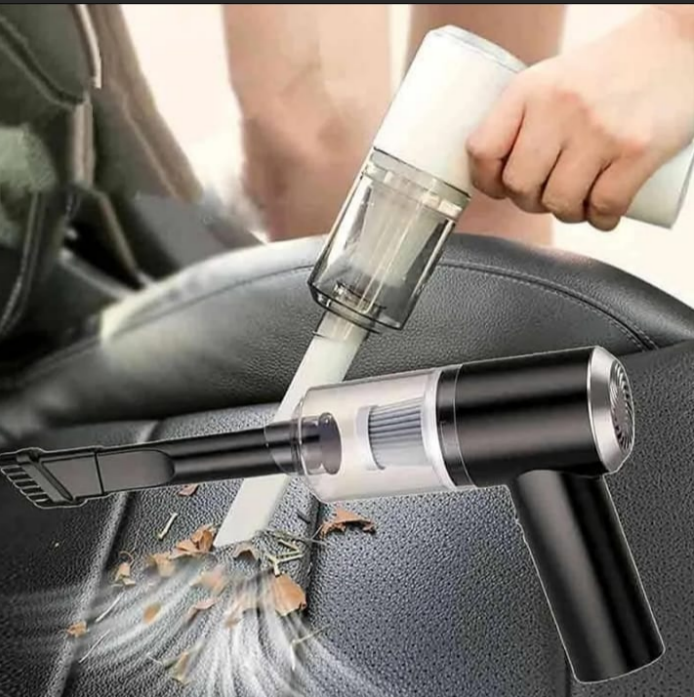 Portable vacuum cleaner cleaning a car seat