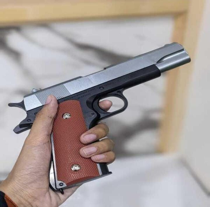 Heavy Metal Bullet Toy Gun | Real Look Pistol | Silver, Black